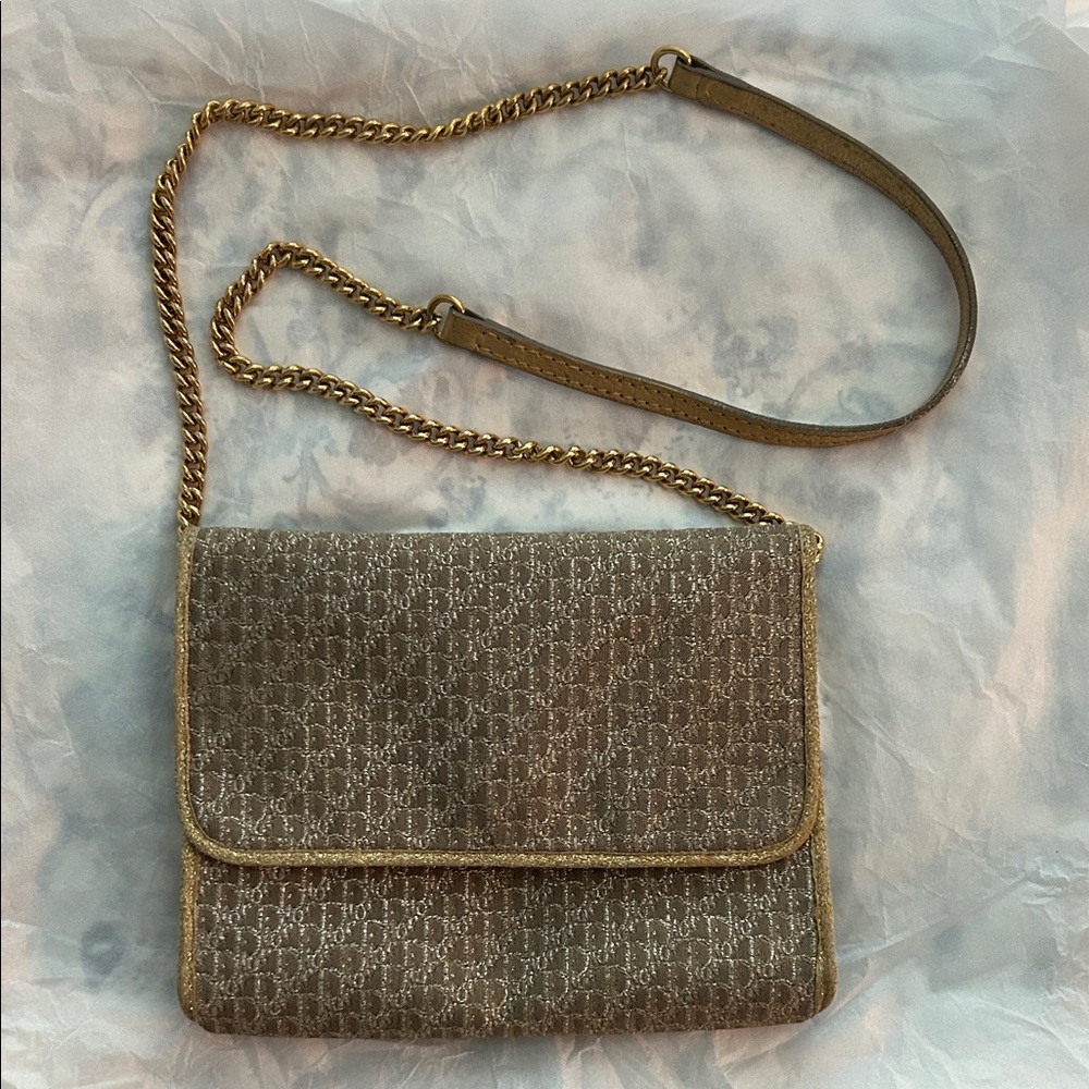 Vintage Dior Brown Mini Bag with Leather and GHW Chain